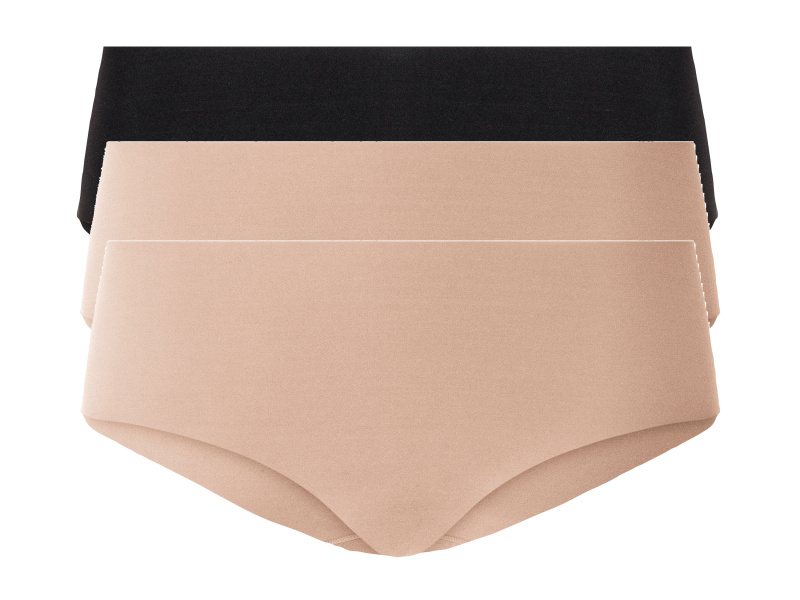esmara® Dámské bezešvé kalhotky, 3 kusy (XS (32/34), černá/béžová)