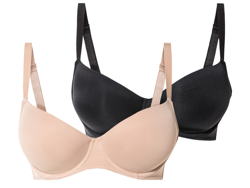 esmara® Dámská podprsenka Xxl, 2 kusy (85D, černá/béžová)