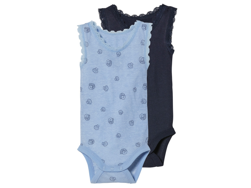 lupilu® Dívčí body s BIO bavlnou, 2 kusy (74/80, námořnická modrá / modrá)