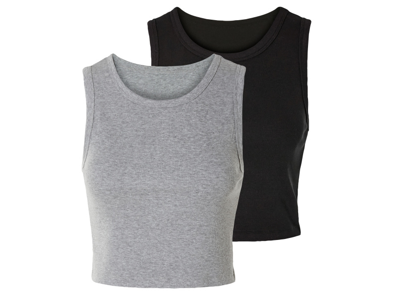 esmara® Dámský crop top, 2 kusy (černá/šedá, Xl(48/50))