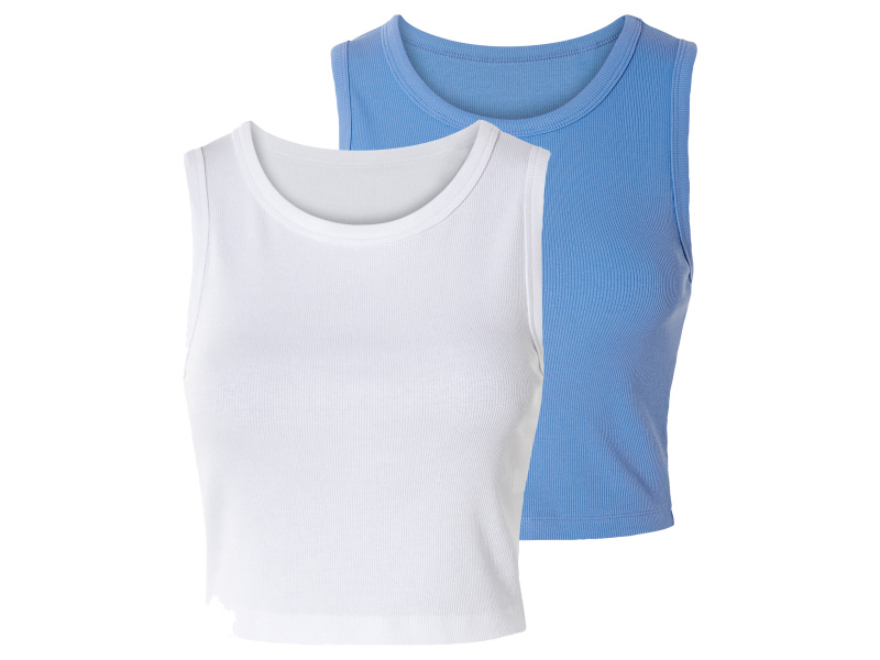 esmara® Dámský crop top, 2 kusy (modrá/bílá, Xl(48/50))