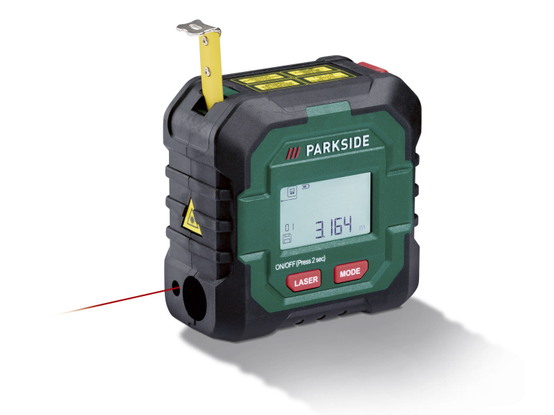 Parkside® Laserový měřič vzdálenosti s měřicím pásmem Plmb 4 C2