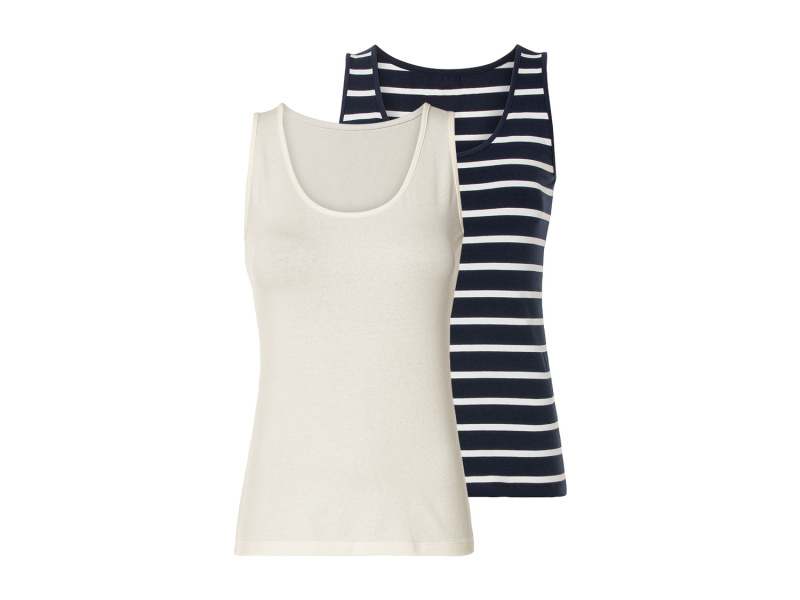 esmara® Dámský top s BIO bavlnou, 2 kusy (S (36/38), navy modrá / bílá)