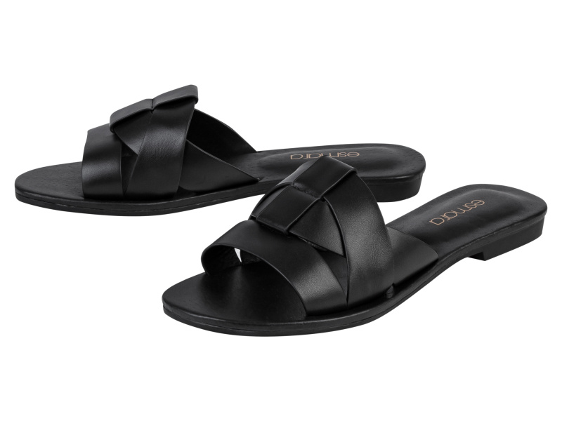 esmara® Dámské kožené pantofle (černá, 36)