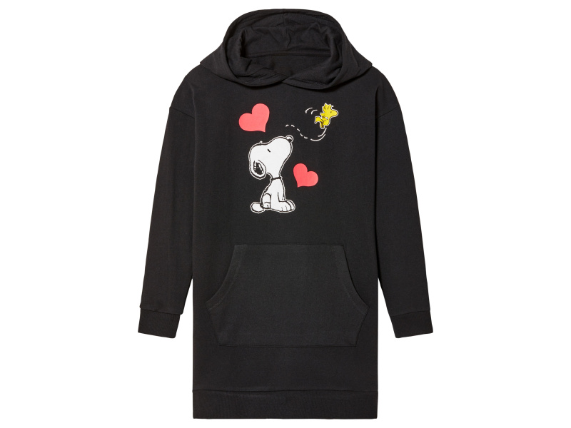 Dívčí mikinové šaty (Snoopy černá, 158/164)