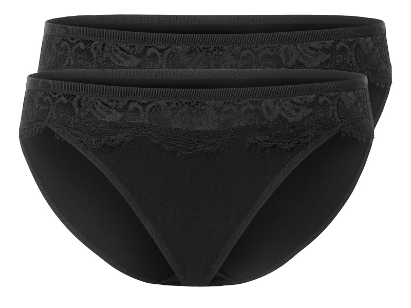 esmara® Dámské kalhotky s krajkou, 2 kusy (XS (32/34), černá)