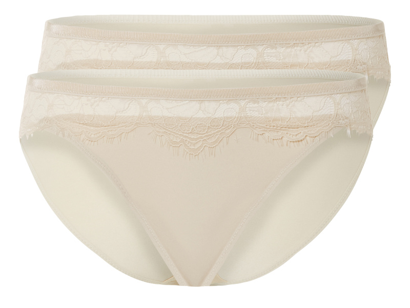 esmara® Dámské kalhotky s krajkou, 2 kusy (S (36/38), béžová)