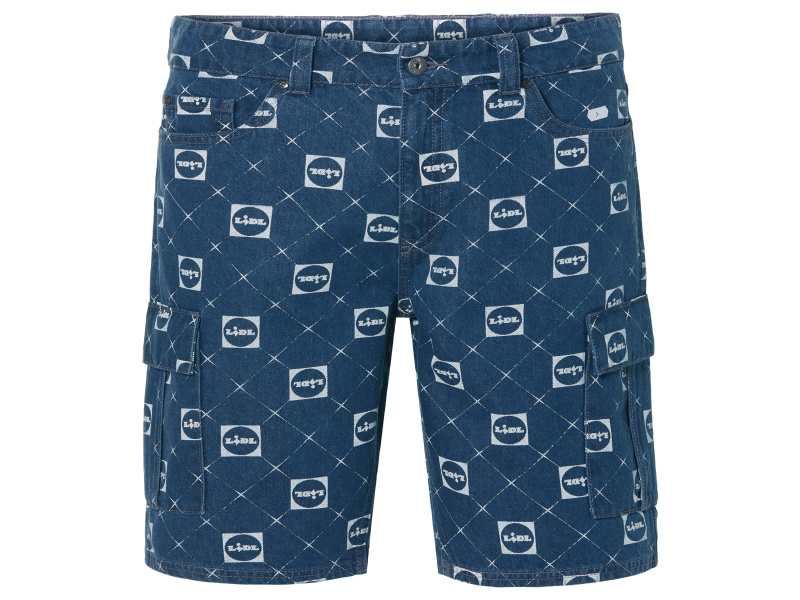 Livergy® Pánské džínové kraťasy Lidl (34, vzorovaná/modrá)