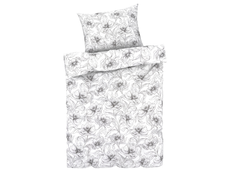 Livarno home Ložní povlečení Renforcé, 140 x 200 cm, 70 x 90 cm (květiny/bílá)