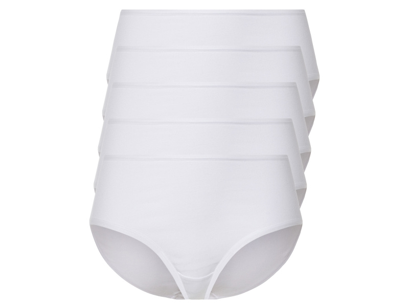 esmara® Dámské kalhotky s vysokým pasem s BIO bavlnou, 5 kusů (S (36/38), bílá)
