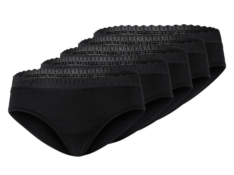 esmara® Dámské kalhotky s krajkou, 5 kusů (S(36/38), černá)