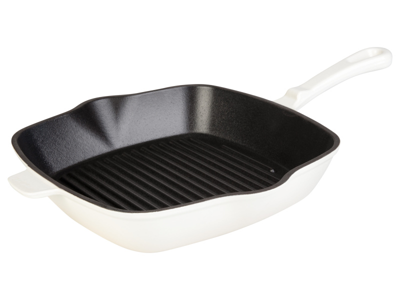 Livarno home Litinová grilovací pánev s oboustranným výlevkou, 27,5 x 24,5cm (béžová)