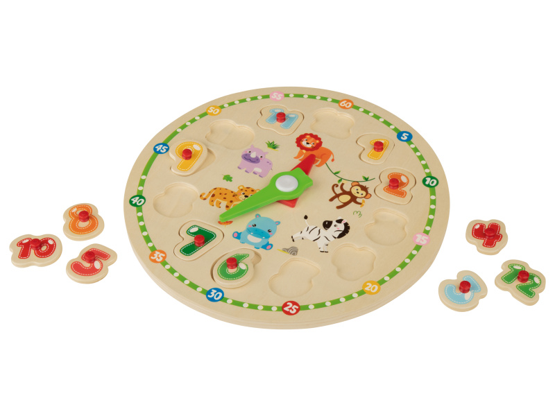 Playtive Dřevěná hra (puzzle s hodinami)