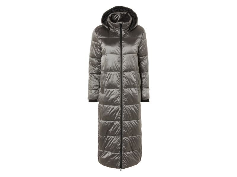 esmara® Dámský prošívaný maxi kabát (XS (32/34), stříbrná)