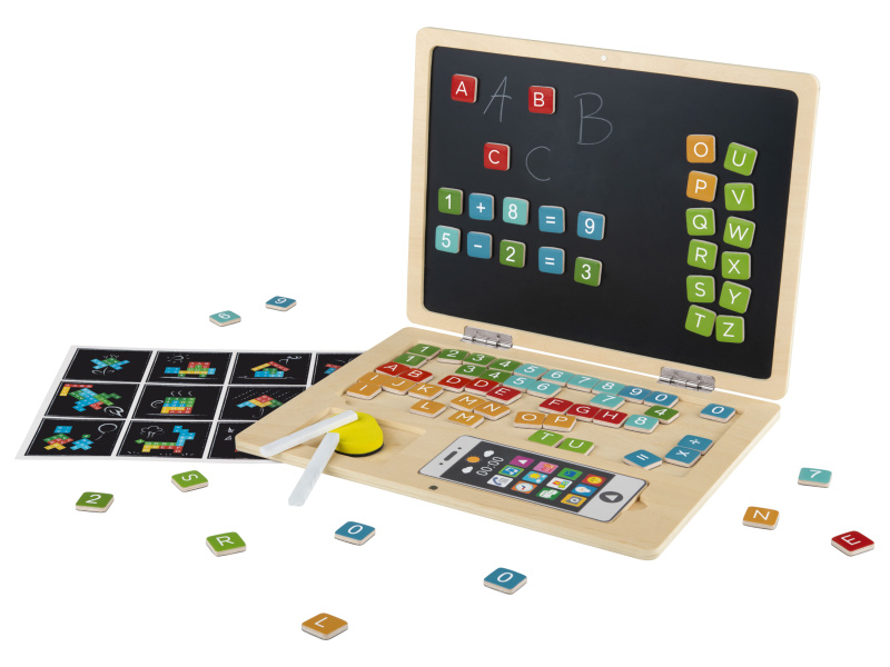 Playtive Dřevěné nástěnné hodiny s kalendářem / notebook (dřevěný notebook)