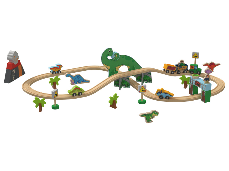 Playtive Dřevěná železnice Dinoland / Statek (sada dinosaurů)