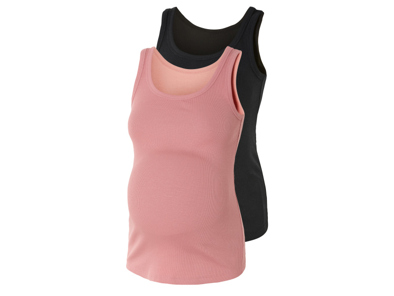 esmara® Dámský vroubkovaný těhotenský top, 2 kusy (Xl(48/50), černá/růžová)