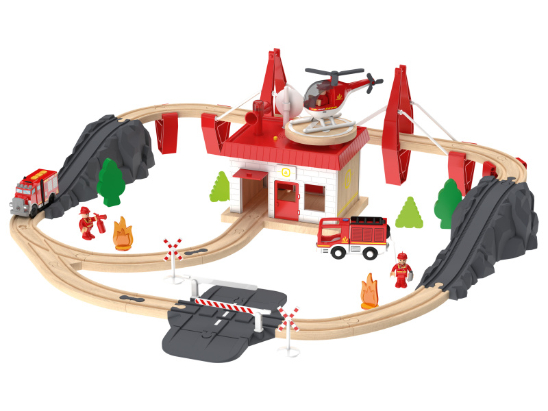 Playtive Dřevěná železnice Hasiči / Statek (hasiči)