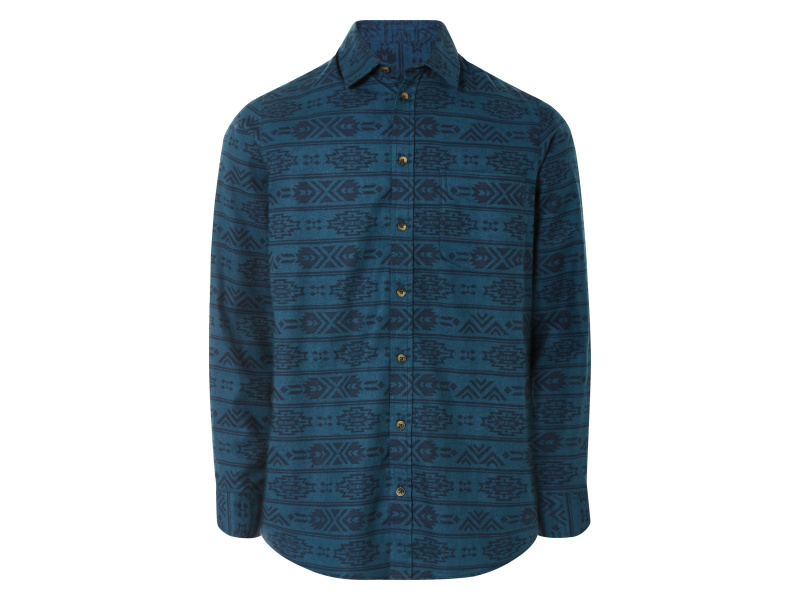 Livergy® Pánská volnočasová košile (L (41/42), vzorovaná / modrá / navy modrá)