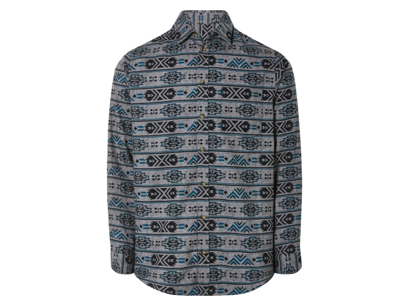 Livergy® Pánská volnočasová košile (XL (43/44), vzorovaná/šedá/černá)