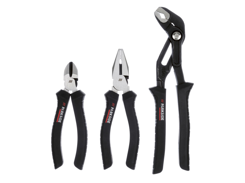 Parkside Performance® Sada kleští, 3dílná (boční štípací / kombinované / instalatérské kleště)