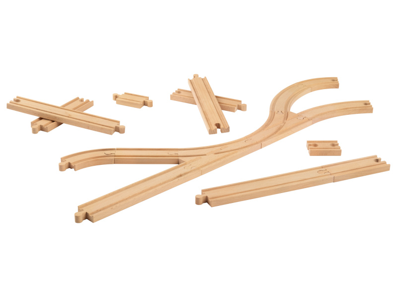 Playtive Sada dřevěných kolejnic / výhybek (kolejnice)