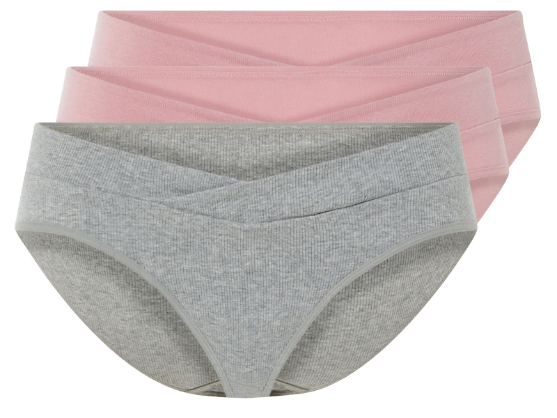 esmara® Dámské kalhotky s BIO bavlnou, 3 kusy (S(36/38), šedá / světle růžová)