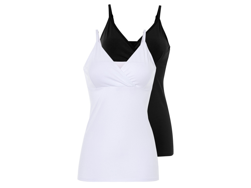 esmara® Dámský top na kojení s BIO bavlnou, 2 kusy (Xl(48/50), černá/bílá)