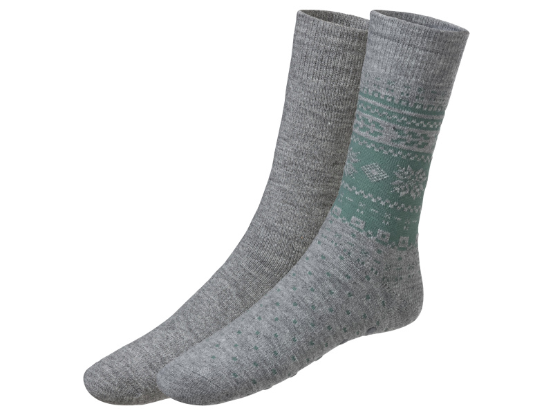 Livergy® Pánské termo ponožky, 2 páry (43/46, šedá/zelená)