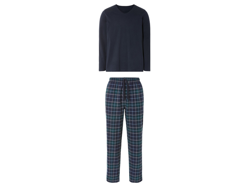 Livergy® Pánské flanelové pyžamo (S (44/46), navy modrá / zelená)