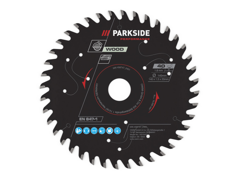 Parkside Performance® Pilový kotouč pro okružní pily, Ø 140 mm (Dřevo/40 zubů)
