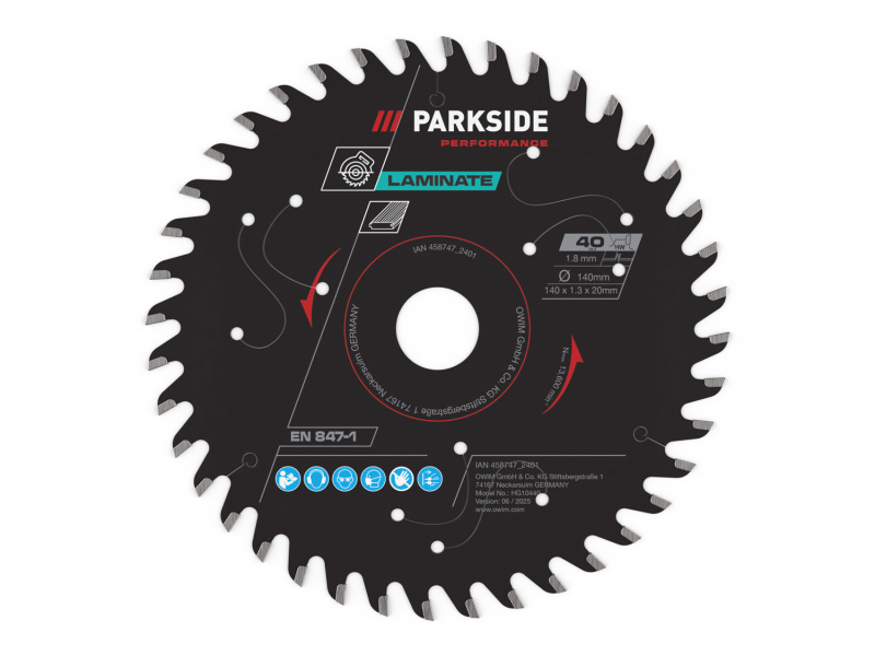Parkside Performance® Pilový kotouč pro okružní pily, Ø 140 mm (Laminát/40 zubů)