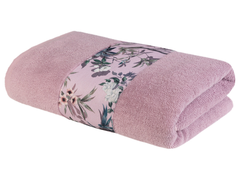 Livarno home Froté osuška, 70 x 140 cm, 500 g/m2 (květiny / světle růžová)