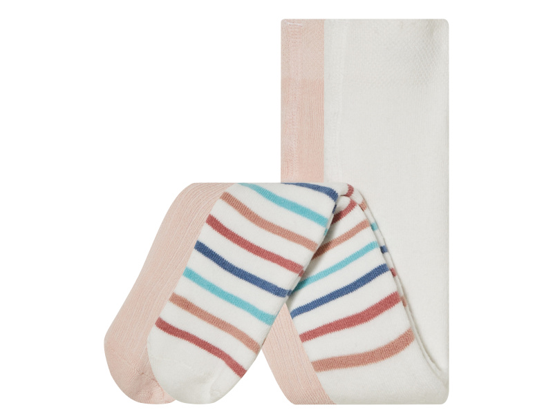 lupilu® Dívčí termo punčochové kalhoty s BIO bavlnou, 2 kusy (74/80, bílá / světle růžová)