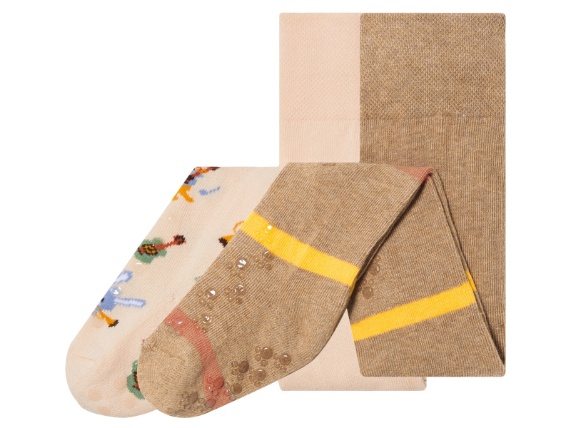 lupilu® Chlapecké punčochové kalhoty na lezení s BIO bavlnou, 2 kusy (hnědá, 74/80)