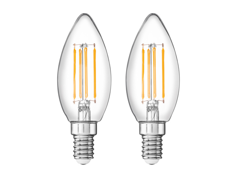 Livarno home Filamentová LED žárovka (svíčka E14 4,2 W, 2 kusy)