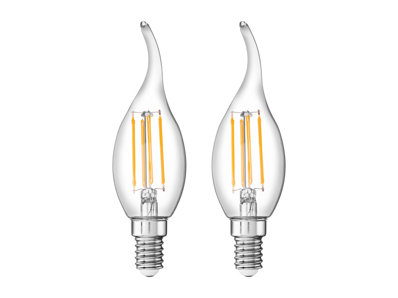 Livarno home Filamentová LED žárovka (plamen svíčky E14 4,2 W, 2 kusy)