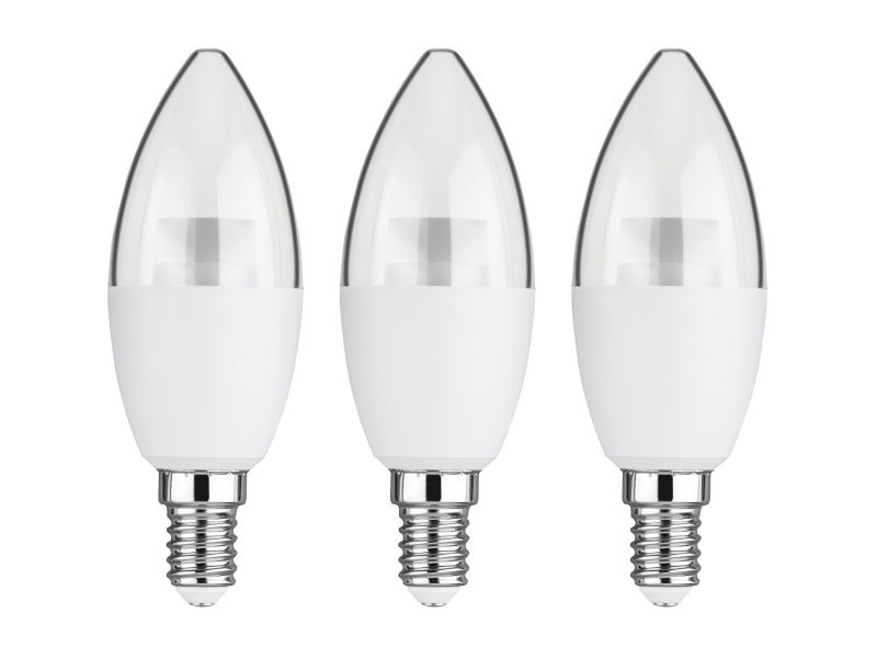 Livarno home LED žárovka, 2 kusy / 3 kusy (4,9W svíčka E14, sada 3 ks, transparentní)