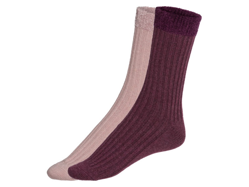 esmara® Dámské měkké ponožky, 2 páry (35-38, červená / světle růžová)