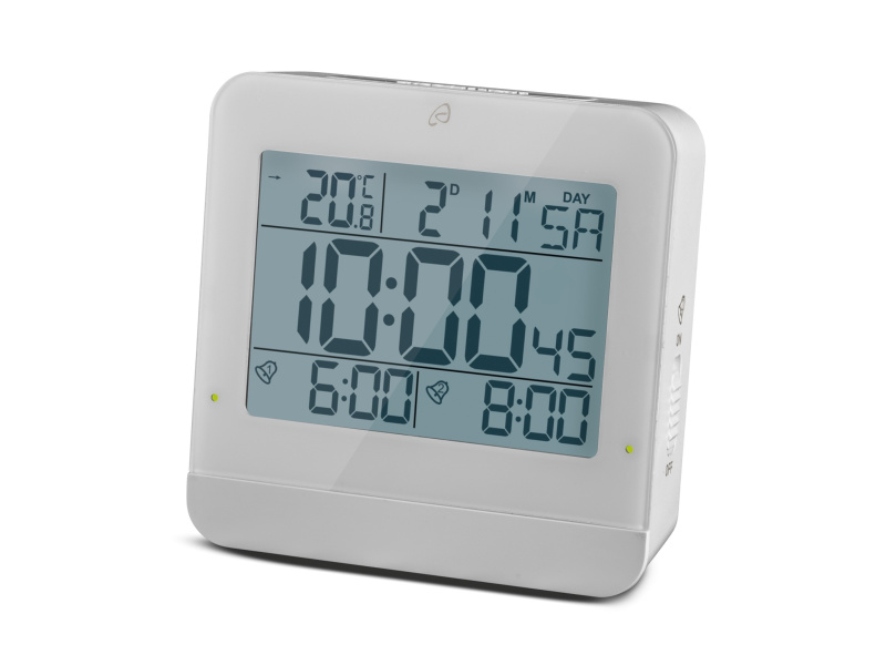 Auriol® LCD budík řízený rádiovým signálem (bílá)