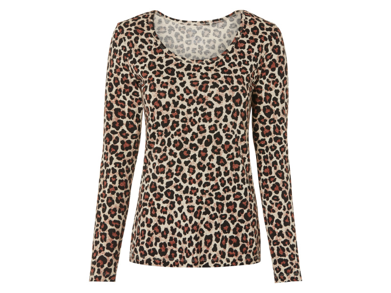 esmara® Dámské triko s dlouhými rukávy (S (36/38), leopardí vzor)