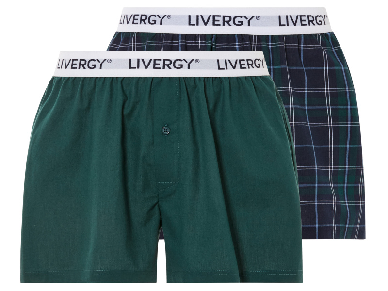 Livergy® Pánské boxerky Xxl, 2 kusy (5/M, káro/zelená)