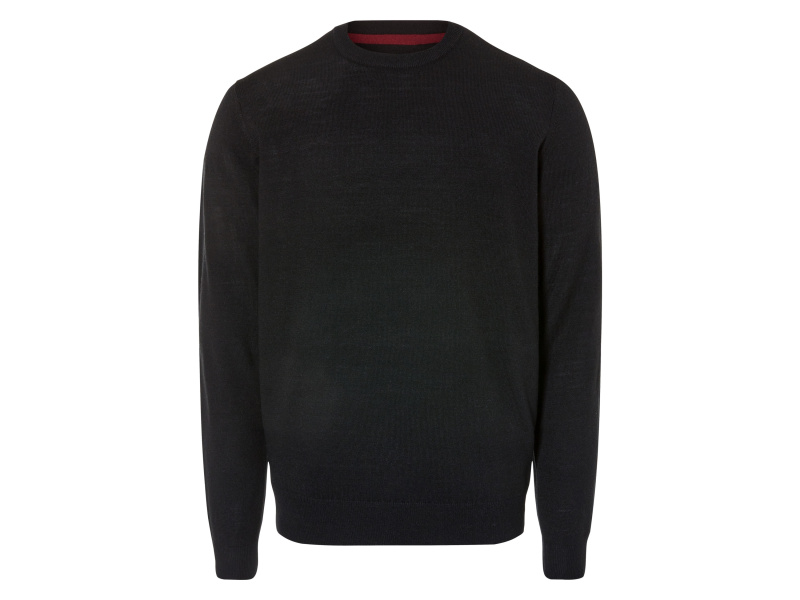 Livergy® Pánský úpletový svetr s příměsí merino vlny (XL (56/58), černá)