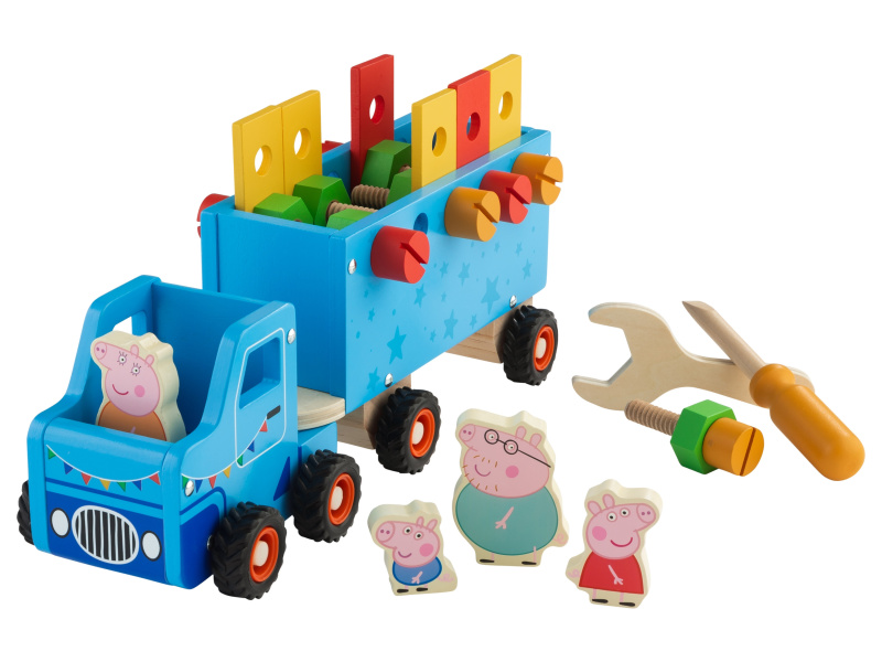 Dřevěný nákladní automobil Prasátko Peppa (Dřevěný vozík na nářadí)