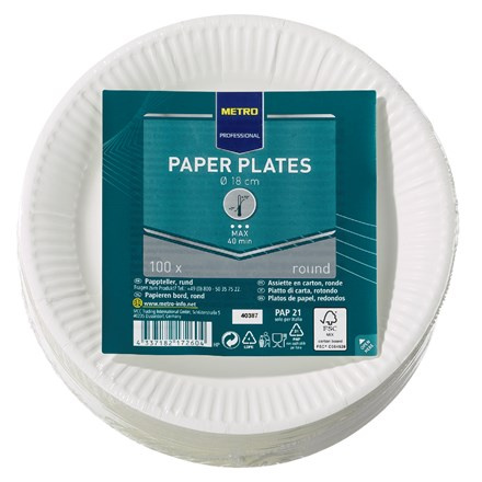 METRO PROFESSIONAL Talíř kulatý papírový pr. 18 cm 100 ks