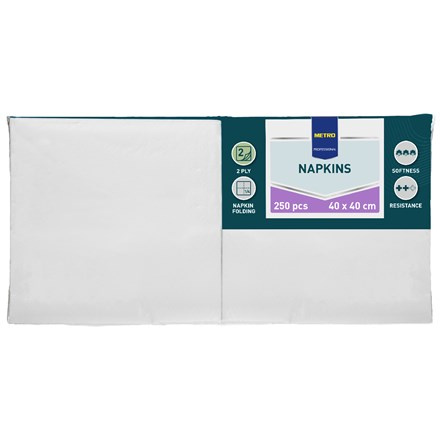 METRO PROFESSIONAL Airlaid Ubrousky 40 x 40 cm bílé 60 ks