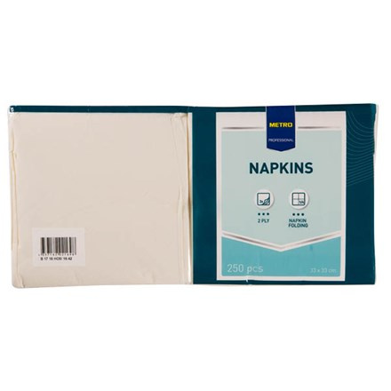METRO PROFESSIONAL Ubrousky 2vrstvé 33 x 33 cm krémové 250 ks