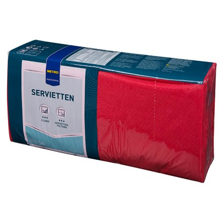 METRO PROFESSIONAL Ubrousky 2vrstvé 33 x 33 cm červené 250 ks