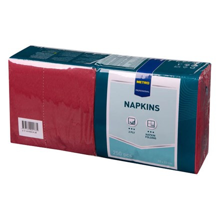 METRO PROFESSIONAL Ubrousky 2vrstvé 33 x 33 cm bordó 250 ks