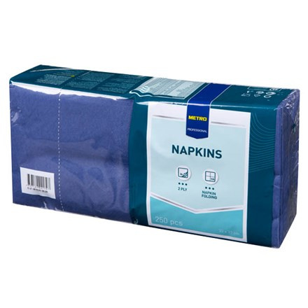 METRO PROFESSIONAL Ubrousky 2vrstvé 33 x 33 cm modré 250 ks
